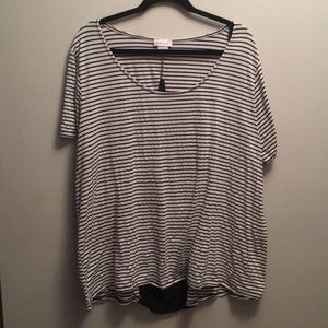 Black and White Striped Plus Size Top